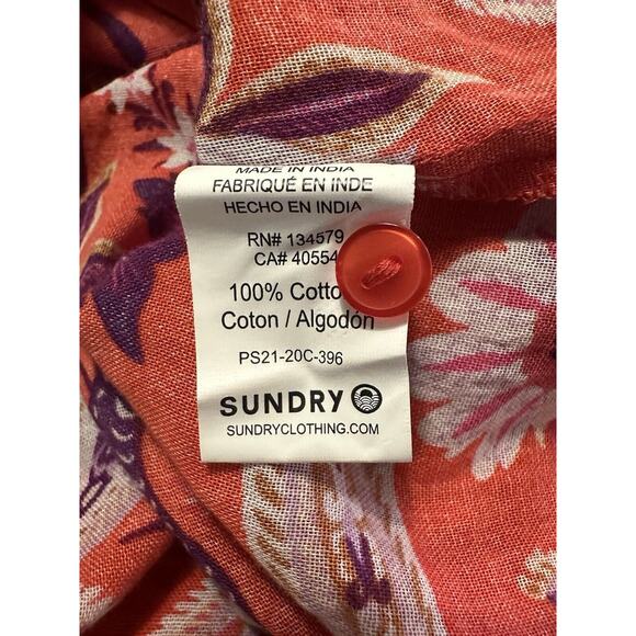 Sundry Womens Paisley Blouse 0(XS)‎ Floral Oversized Hi Low Bohemian Tunic - Picture 14 of 14